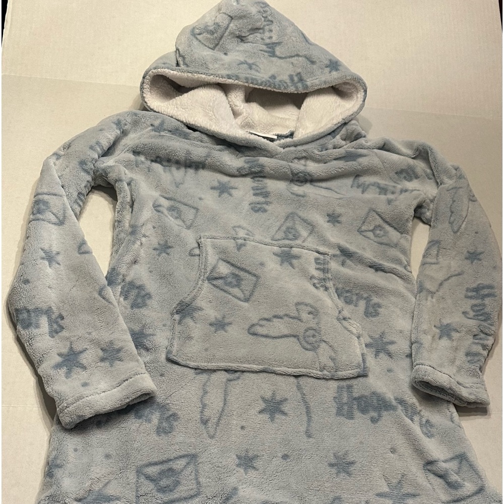 Harry Potter Hogworts Blue Velour Sherpa Long Sleeve Hoodie Sleepwear Lounge